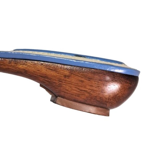 NICKLES PORON 4000 MADE IN BRAZIL BLUE SOFT LEATHER MID HEEL SANDALS SIZE 8M EUC - Picture 7 of 10